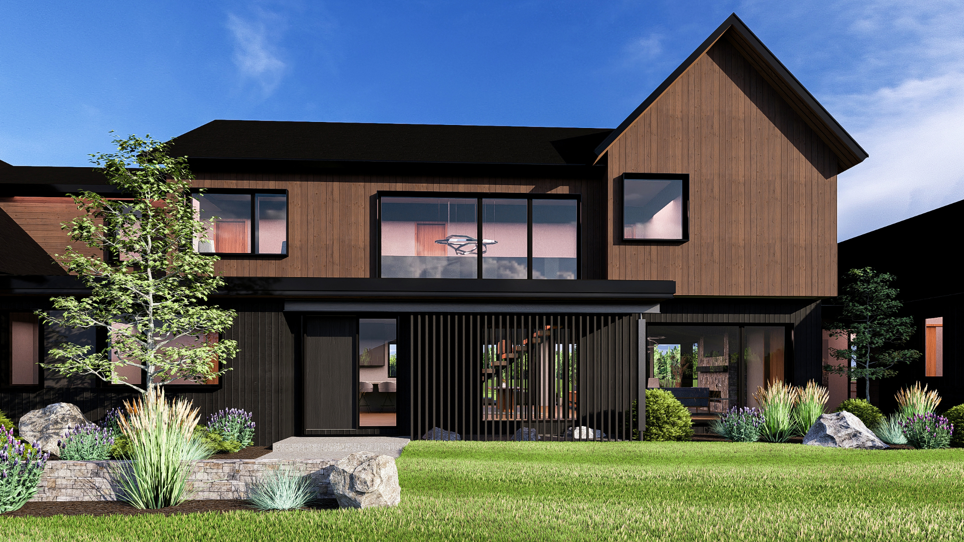 Mountain modern Blackstone home exterior in Bozeman